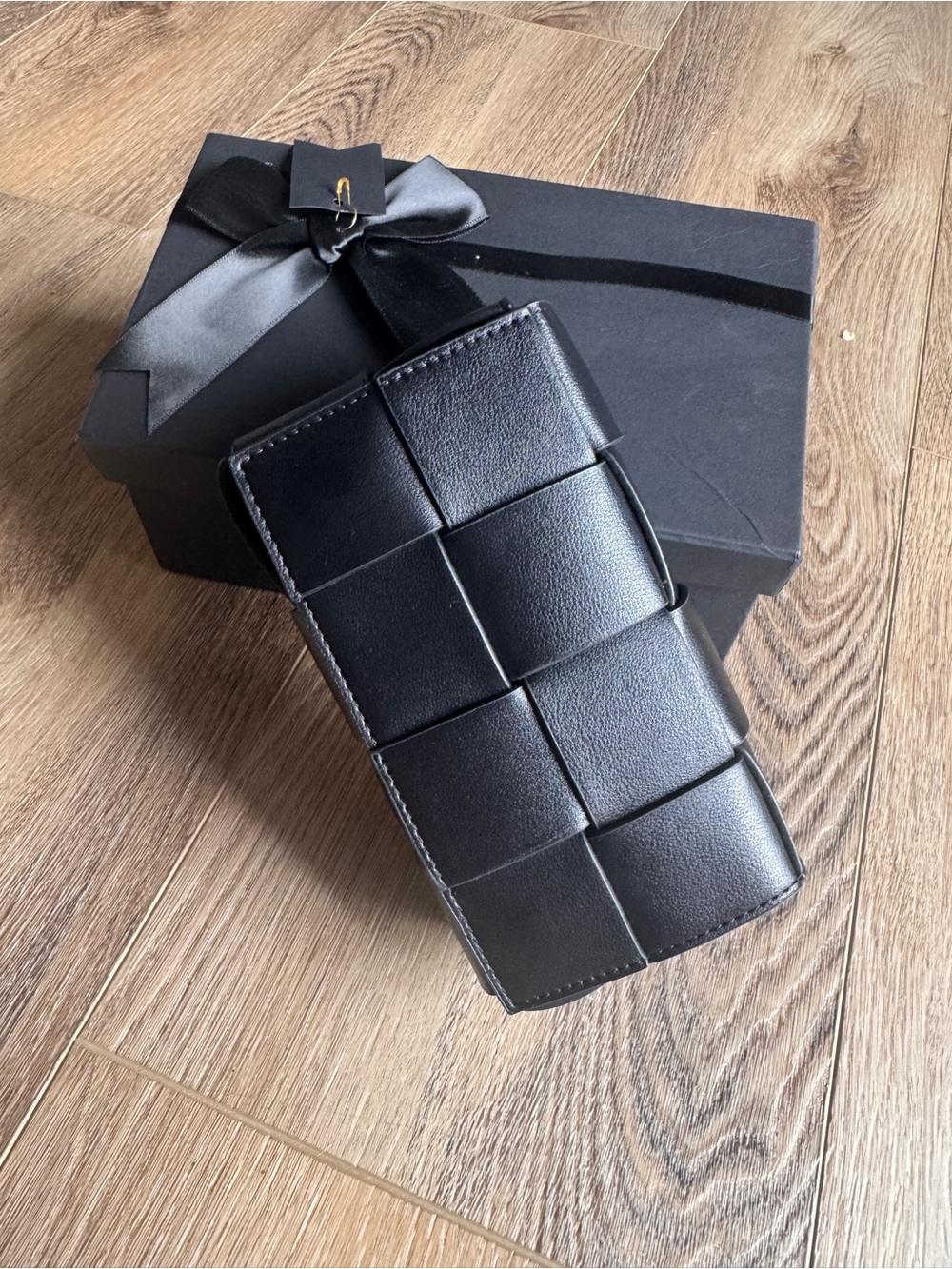 Black Woven Leather Clutch